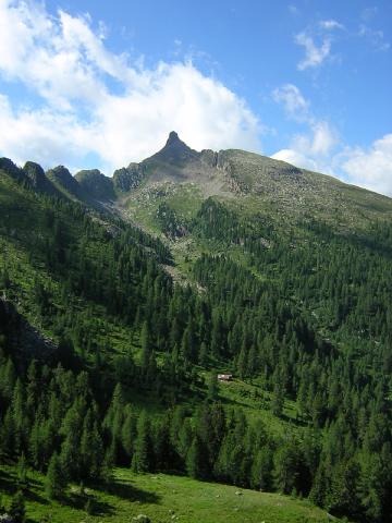 la casetta con il tetto di lamiera verso il Castel delle Aie